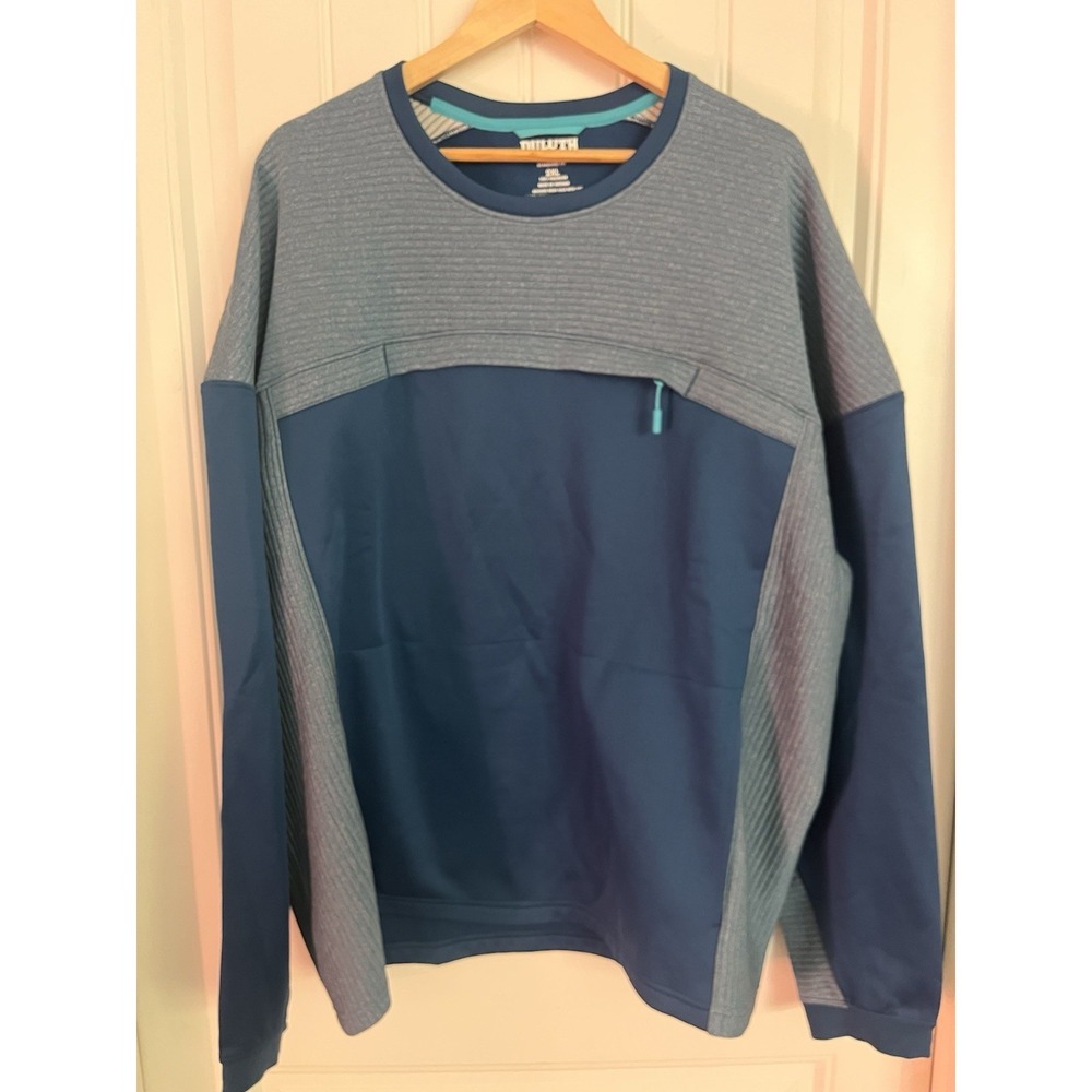 Duluth Trading‎ Sweater Mens 2XL Blue Boundary Layer Fleece Sweatshirt Crew 208